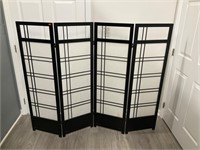 4 Panel Room Divider Black Wood Frame White Paper