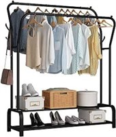 UDEAR Garment Rack with Double Rods and Hooks