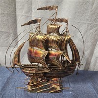 BRASS RED SAIL IN THE SUNSET MUSICAL COPPER SHIP