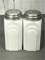 Vintage Art Deco Milk Glass Shakers