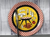 Very Large Metal BBQ Tray w/Tongs