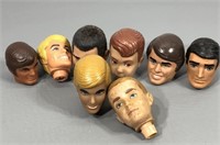 Eight Vintage Doll Heads for Hobby Restoration