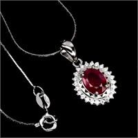 Natural Red Ruby 8x6 MM Pendant/Necklace