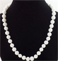 Natural White Jade Necklace - 12 mm