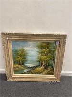 Signed landscape scene oil on canvas