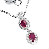 Natural Pigeon Blood Red Ruby White Topaz Necklace