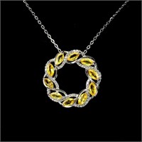 Natural Yellow Marquise Sapphire Necklace