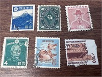 Lot of 6 VTG Various foreign stamps used