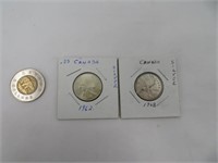 2 x 0.25$ Canada des années 60 silver