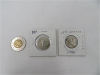 2 x 0.25$ Canada des années 30 silver