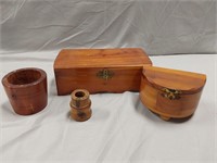 Vtg Wood Trinket Boxes & More