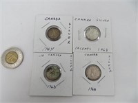 4 x 0.10$ Canada années 60 silver