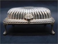 SWIVEL TOP SILVER BUTTER DISH VINTAGE ANTIQUE