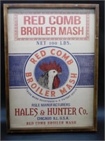 RED COMB BROILER MASH ADVERTISING POSTER IN WOODEN