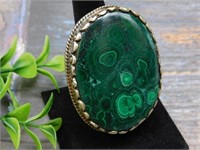 MALACHITE ADJUSTABLE RING WITH INTRICATE TOOLING V