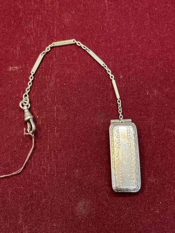 Antique Wadsworth Silver Belt Loop Fob Chain