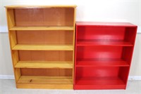 Pine Bookcase + Red Painted Bookcase