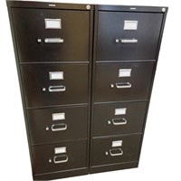 Two Black Hon 4-Drawer Vertical File Cabinets