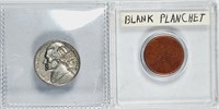 Blank Lincoln Cent Planchet,1964 Nickel Lamination