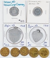 Munich, Hebron, Bismarck, Webster, Elgin tokens