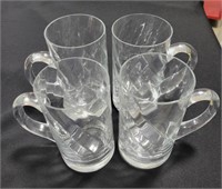 SET OF FOUR GLASS BEER MUGS