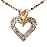 Diamond Heart Pendant 10k Yellow Gold