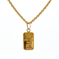 Gold Bar Style Pendant 14k Gold