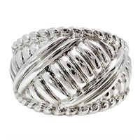 Woven Design Dome Ring Sterling Silver