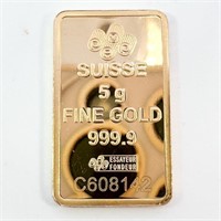 5 gram Fine Gold Bar - Lady Fortuna Pamp Suisse