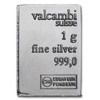 (10) 1 Gram .999 Silver Valcambi Bullion Bars