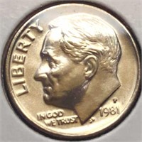 Uncirculated 1981 P. Roosevelt dime