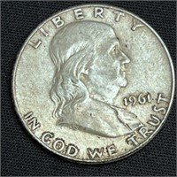 1961-DFranklin Silver Half Dollar