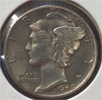 Silver 1940s Mercury dime