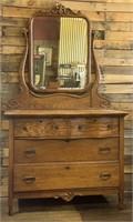 Antique Dovetail Dresser w/Mirror