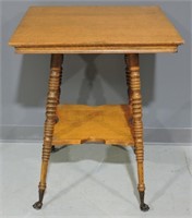 Antique Oak Parlor Table w Wheels