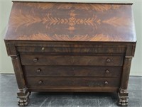 Beautiful Vintage Crotch Mahogany Drop Front Desk