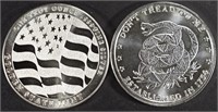 (2) 1 OZ .999 SILVER DON’T TREAD ON ME&FLAG ROUNDS