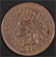 1864 L ON RIBBON INDIAN CENT XF CLEANED