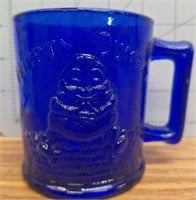 Humpty dumpty blue glass mug