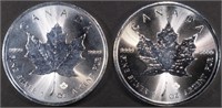 (2) 1 OZ .999 SILV 2023 & 2024 CAN MAPLE ROUNDS