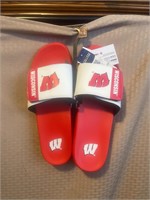 New Wisconsin Badgers men’s slide flip flops 13-14