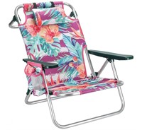 Beach Chair w/Towel Bar Low w/Pouch & Pillow