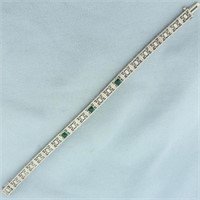 Vintage Emerald Filigree Bracelet in 10k white gol