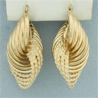 Unique Twisting Rope Design Earrings in 14k Yellow
