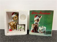 VTG Reindeer Fine Bisque Porcelain Candle Holder