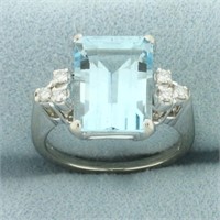 Aquamarine and Diamond Ring in 14k White Gold