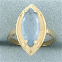 Vintage Marquise Blue Topaz Solitaire Ring in 14k