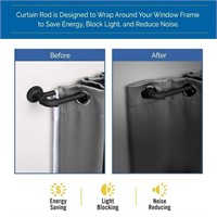 Sun Zero Black Double Curtain Rod Set (66"-120")