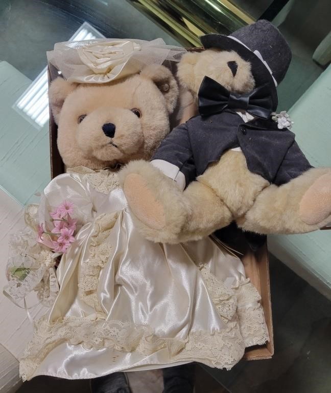 BRIDE AND GROOM JOINTED TEDDY BEARS