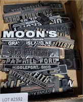 FLAT OF APPROX 30 PLASTIC CAR DEALERSHIP EMBLEMS